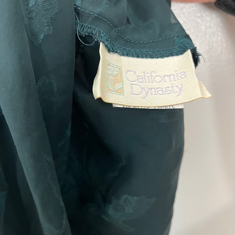 VTG California Dynasty Green Floral Sheer Slip Dress Fairycore Lingerie Medium - Picture 4 of 5